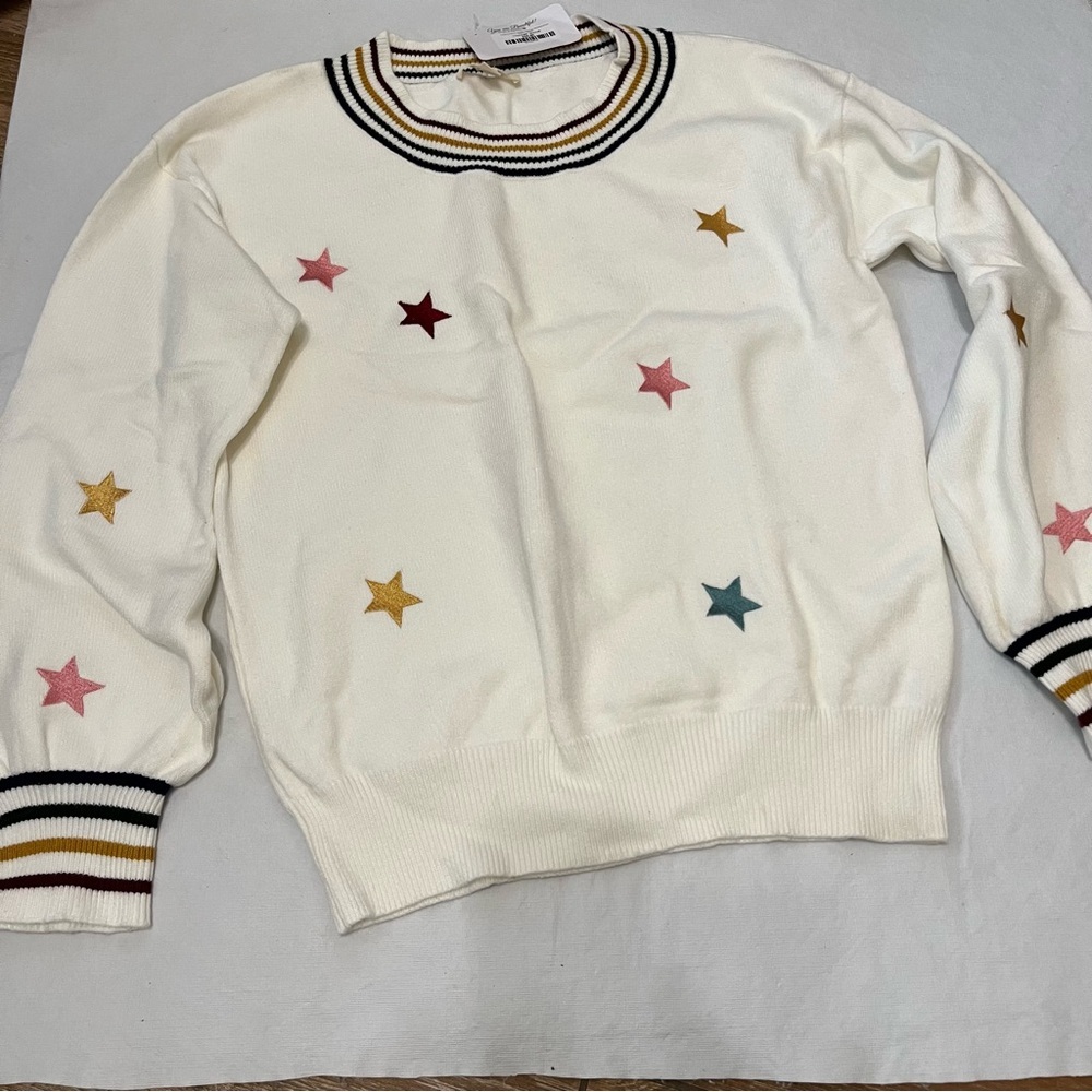 Mazik Stars Sweater NWT Stargazing Romance Off White